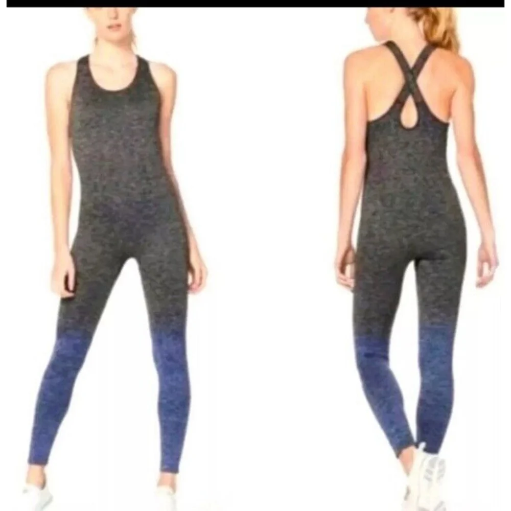 Lululemon Balance and Resist Ombre Blue and Gray Catsuit One Piece Size 6